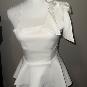 Elegant White One-Shoulder Peplum Top